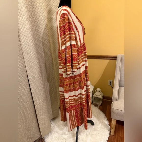 Easel Multicolor Bohemian Long Sleeve Dress - Picture 6 of 7